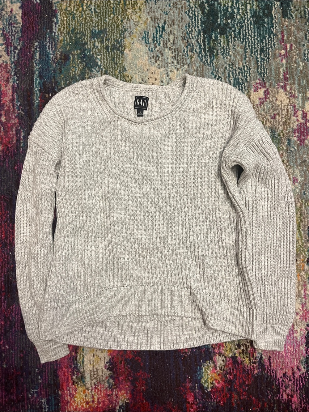 GAP Heather Gray Ribbed Crewneck Sweater